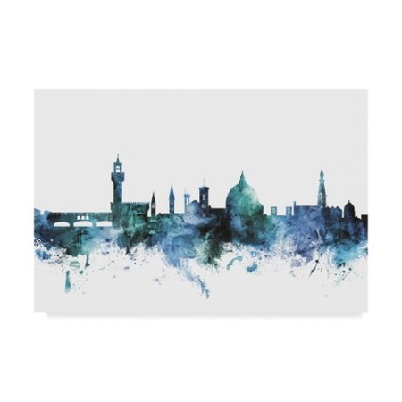 Michael Tompsett 'Florence Italy Blue Teal Skyline' Canvas Art,30x47